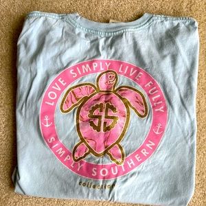Simply Southern - youth large light blue gently worn long sleeve T
